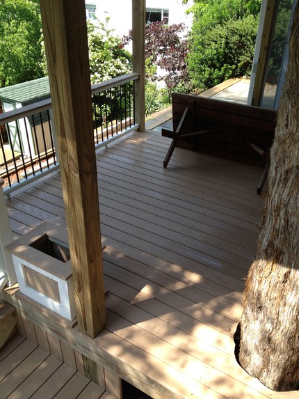 Marc’s on the Glass pressure washing composite deck with mold and mildew in Richmond VA