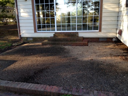 Marc’s on the Glass power pressure washing brick and stone patio with mold, moss, dirt