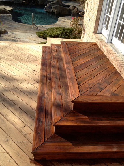 Marc’s on the Glass Wood deck and stairs cleaned, stripped, sanded, stained with oil based seal in Chesterfield VA